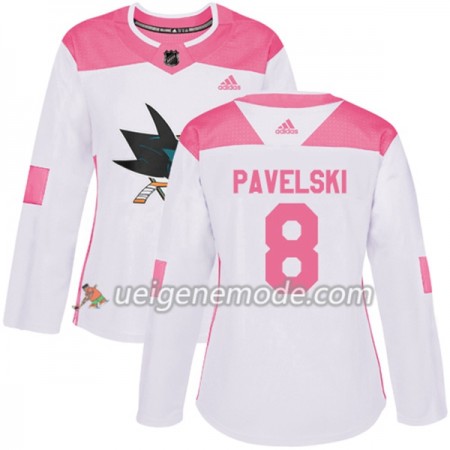 Dame Eishockey San Jose Sharks Trikot Joe Pavelski 8 Adidas 2017-2018 Weiß Pink Fashion Authentic